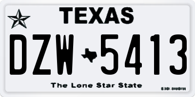TX license plate DZW5413