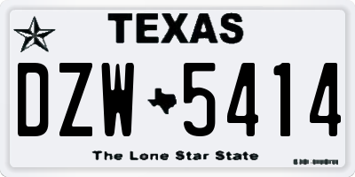 TX license plate DZW5414