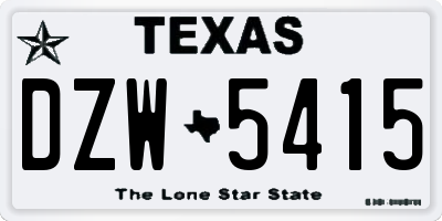 TX license plate DZW5415