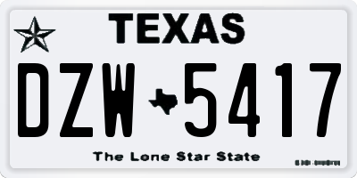 TX license plate DZW5417