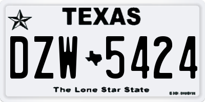 TX license plate DZW5424