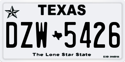 TX license plate DZW5426