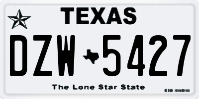 TX license plate DZW5427