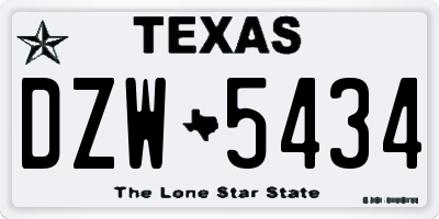 TX license plate DZW5434