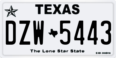 TX license plate DZW5443
