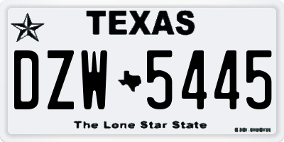 TX license plate DZW5445