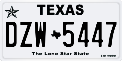 TX license plate DZW5447