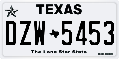 TX license plate DZW5453