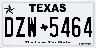 TX license plate DZW5464
