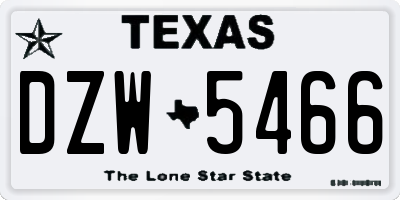 TX license plate DZW5466