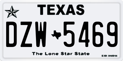 TX license plate DZW5469