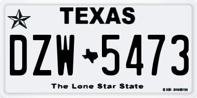 TX license plate DZW5473