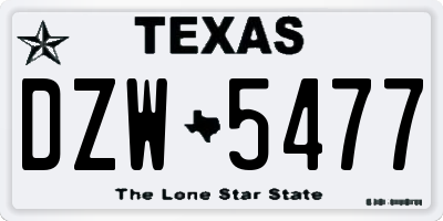TX license plate DZW5477