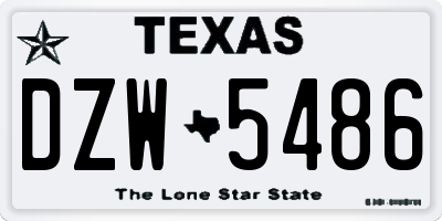 TX license plate DZW5486