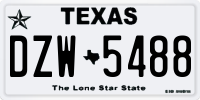TX license plate DZW5488
