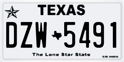 TX license plate DZW5491