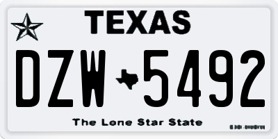 TX license plate DZW5492