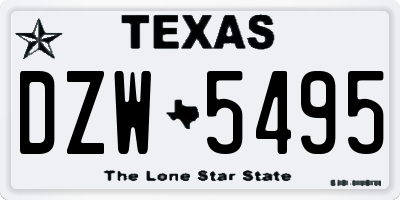 TX license plate DZW5495
