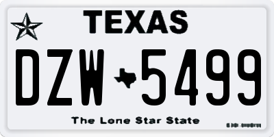 TX license plate DZW5499