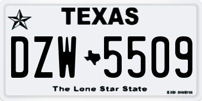 TX license plate DZW5509