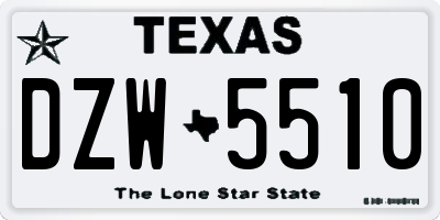 TX license plate DZW5510