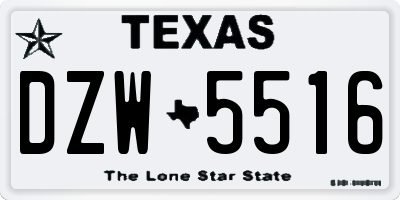 TX license plate DZW5516