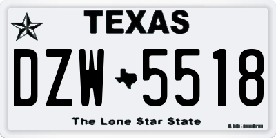 TX license plate DZW5518