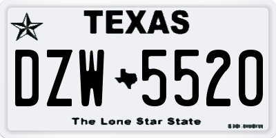 TX license plate DZW5520
