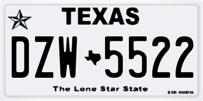 TX license plate DZW5522