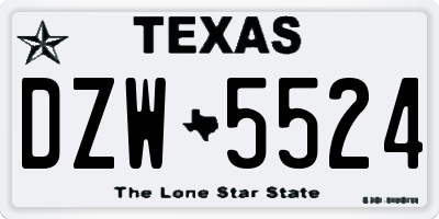 TX license plate DZW5524