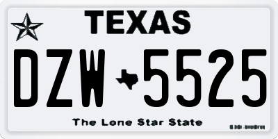 TX license plate DZW5525