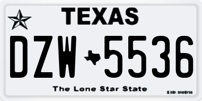 TX license plate DZW5536