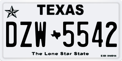 TX license plate DZW5542