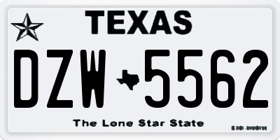 TX license plate DZW5562