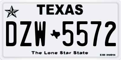 TX license plate DZW5572