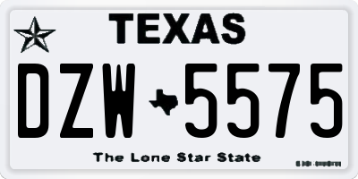 TX license plate DZW5575