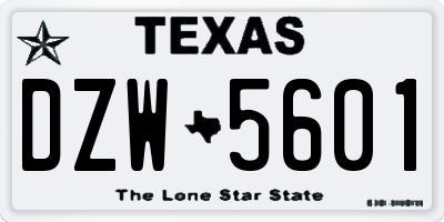 TX license plate DZW5601