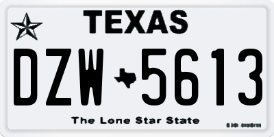 TX license plate DZW5613