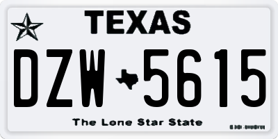 TX license plate DZW5615