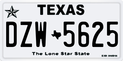TX license plate DZW5625