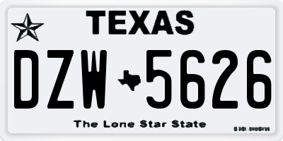 TX license plate DZW5626