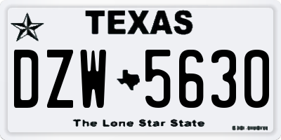TX license plate DZW5630