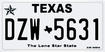 TX license plate DZW5631