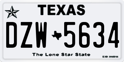 TX license plate DZW5634