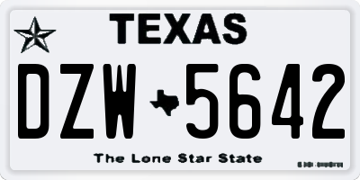 TX license plate DZW5642