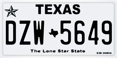 TX license plate DZW5649