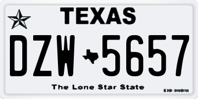 TX license plate DZW5657