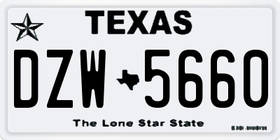 TX license plate DZW5660