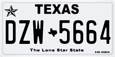 TX license plate DZW5664