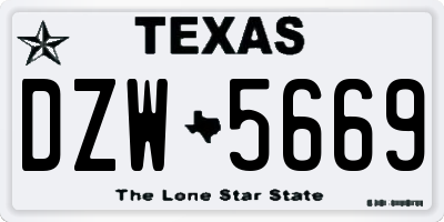 TX license plate DZW5669